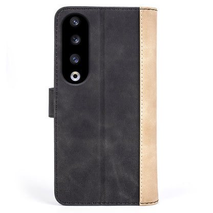 For Honor 90 Pro PU Leather Wallet Phone Cover Dual-color Splicing Anti-drop Stand Case