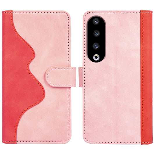For Honor 90 Pro PU Leather Wallet Phone Cover Dual-color Splicing Anti-drop Stand Case