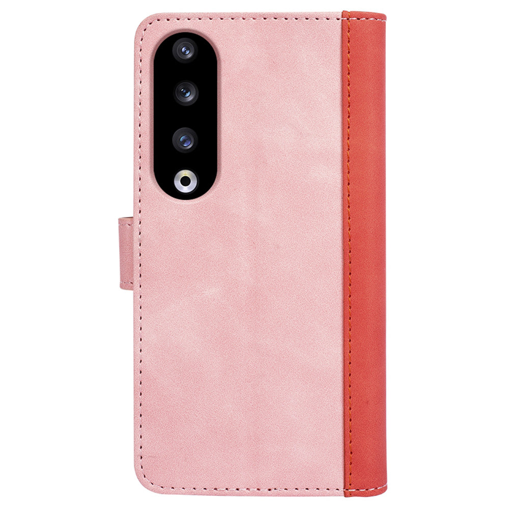 For Honor 90 Pro PU Leather Wallet Phone Cover Dual-color Splicing Anti-drop Stand Case