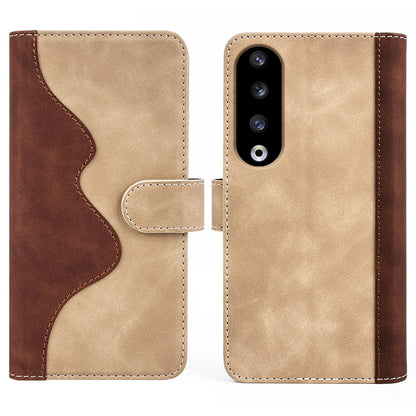 For Honor 90 Pro PU Leather Wallet Phone Cover Dual-color Splicing Anti-drop Stand Case