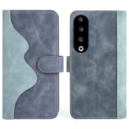 For Honor 90 Pro PU Leather Wallet Phone Cover Dual-color Splicing Anti-drop Stand Case