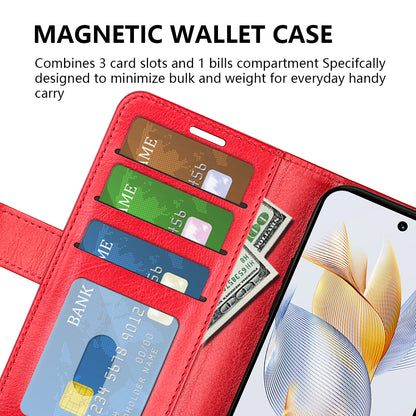 For Honor 90 Pro Crazy Horse Texture Phone Wallet Case PU Leather Anti-scratch Stand Cover