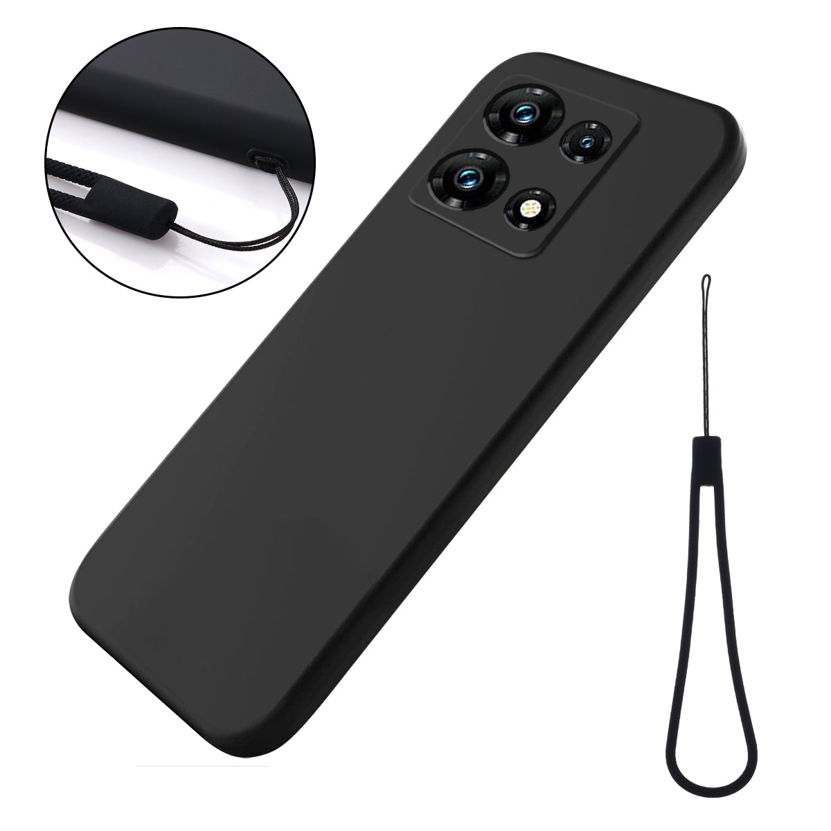 For Infinix Note 30 Pro 4G Soft Lining Phone Case Liquid Silicone Shockproof Cover with Strap