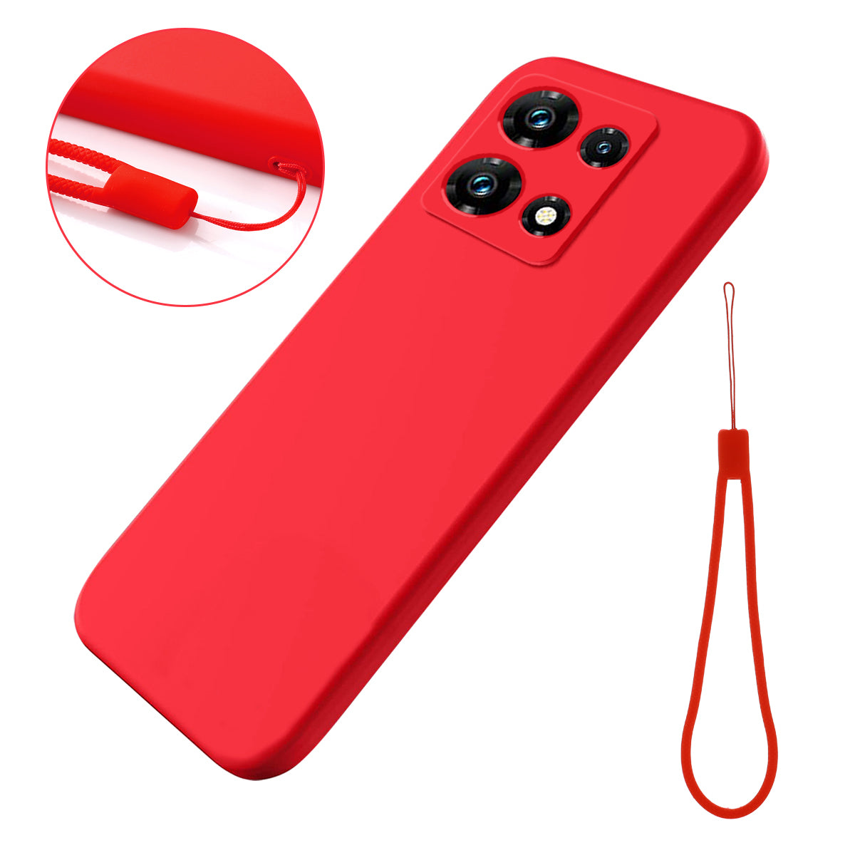 For Infinix Note 30 Pro 4G Soft Lining Phone Case Liquid Silicone Shockproof Cover with Strap