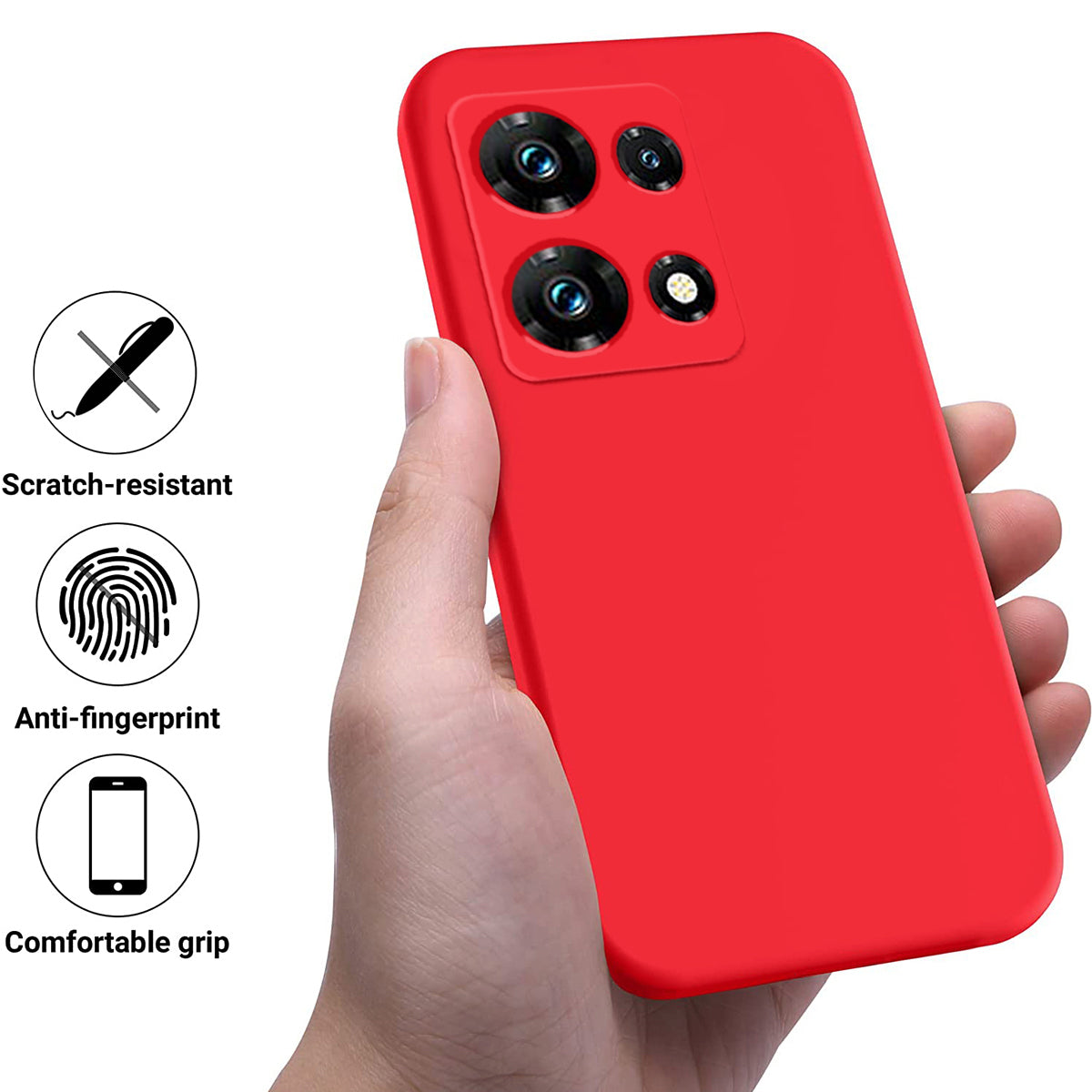 For Infinix Note 30 Pro 4G Soft Lining Phone Case Liquid Silicone Shockproof Cover with Strap