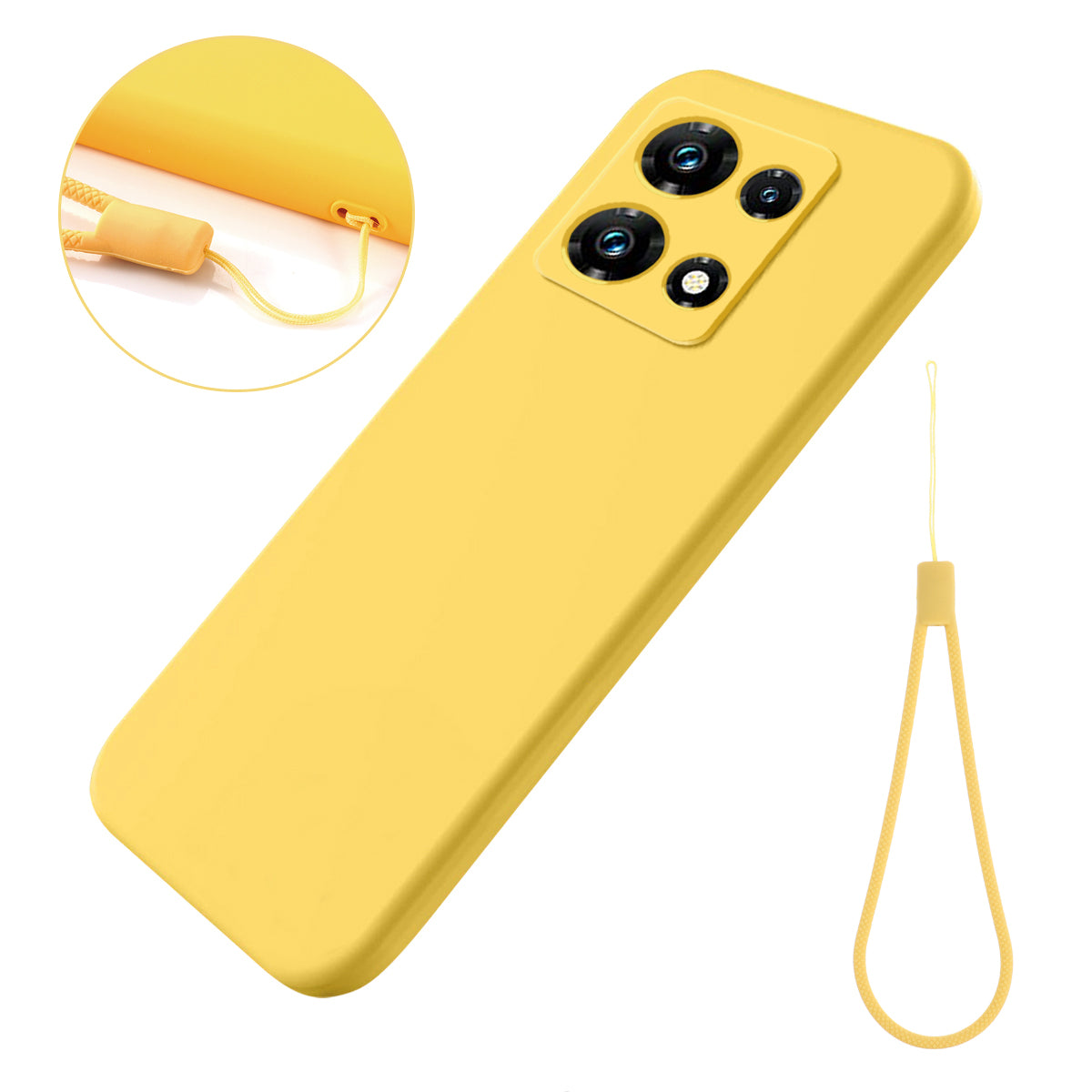 For Infinix Note 30 Pro 4G Soft Lining Phone Case Liquid Silicone Shockproof Cover with Strap