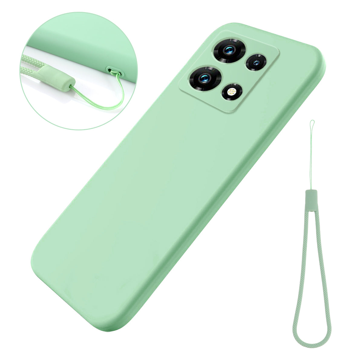 For Infinix Note 30 Pro 4G Soft Lining Phone Case Liquid Silicone Shockproof Cover with Strap