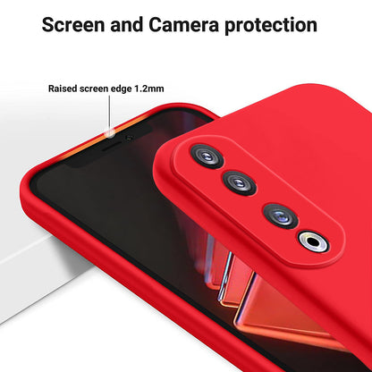 For Honor 90 Pro Liquid Silicone Phone Cover Soft Lining Protective Case with Strap