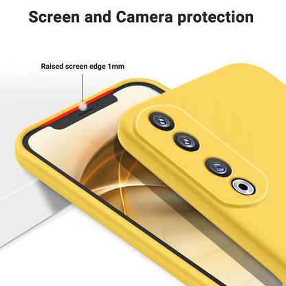 For Honor 90 Pro Liquid Silicone Phone Cover Soft Lining Protective Case with Strap