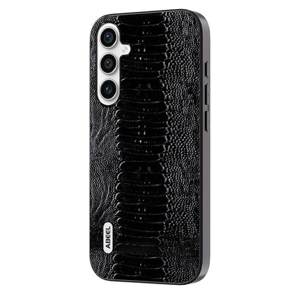 ABEEL For Samsung Galaxy S23 FE PC+TPU+Genuine Cow Leather Cover Crocodile Texture Phone Case