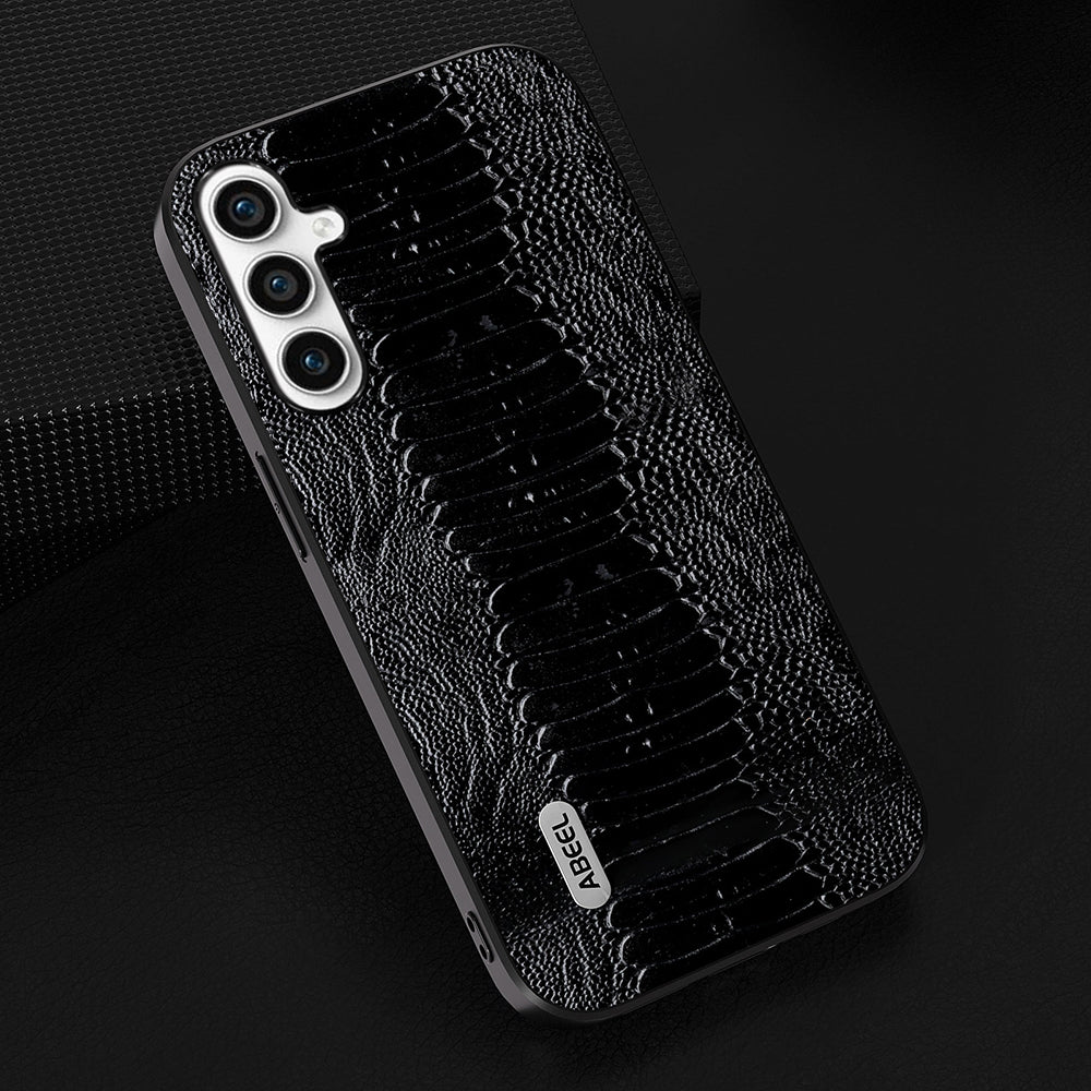 ABEEL For Samsung Galaxy S23 FE PC+TPU+Genuine Cow Leather Cover Crocodile Texture Phone Case