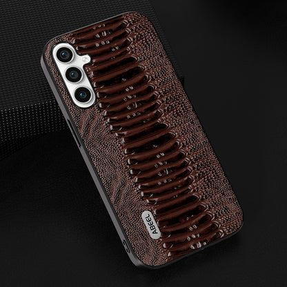 ABEEL For Samsung Galaxy S23 FE PC+TPU+Genuine Cow Leather Cover Crocodile Texture Phone Case