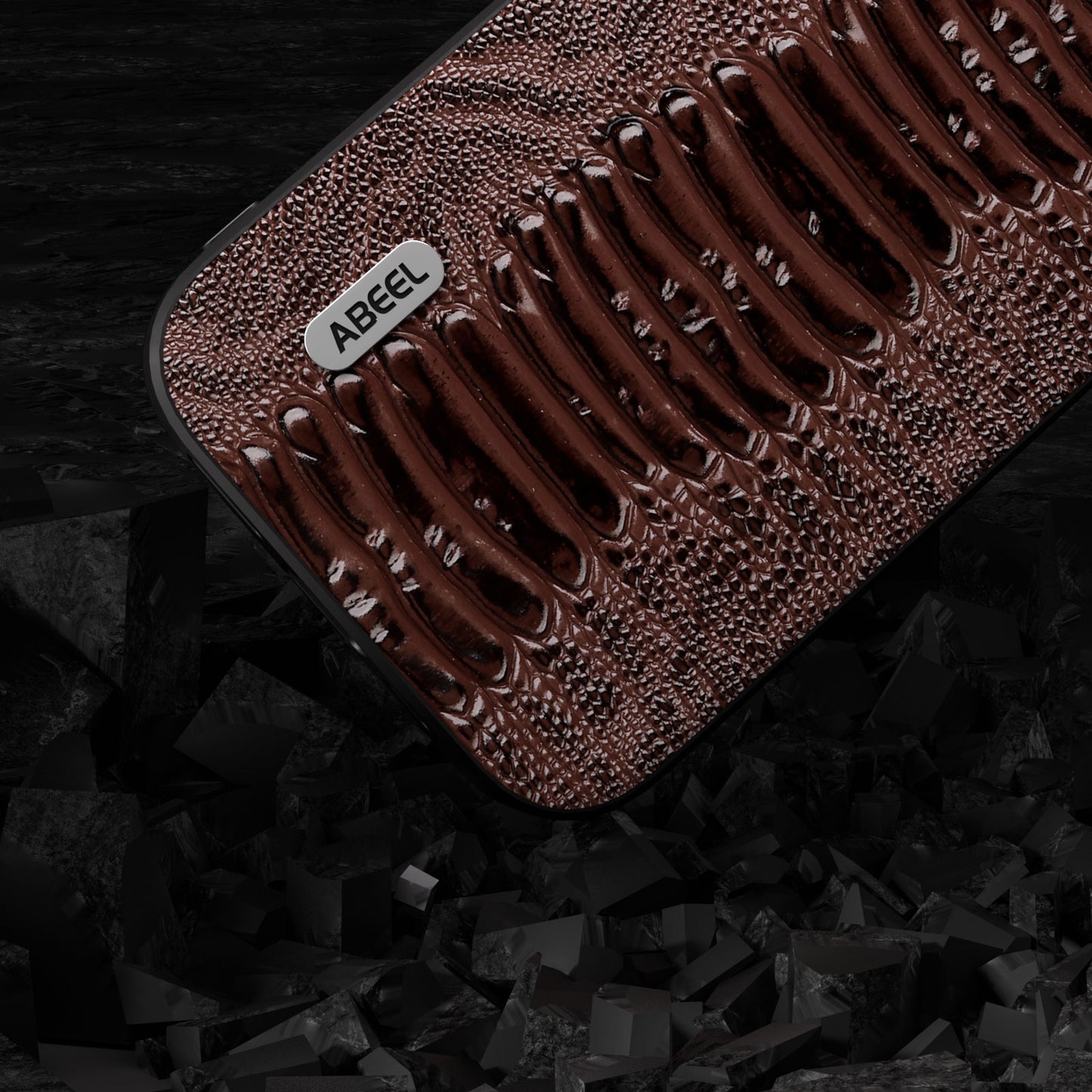 ABEEL For Samsung Galaxy S23 FE PC+TPU+Genuine Cow Leather Cover Crocodile Texture Phone Case