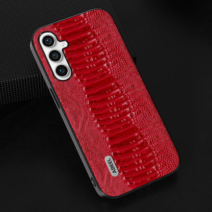 ABEEL For Samsung Galaxy S23 FE PC+TPU+Genuine Cow Leather Cover Crocodile Texture Phone Case