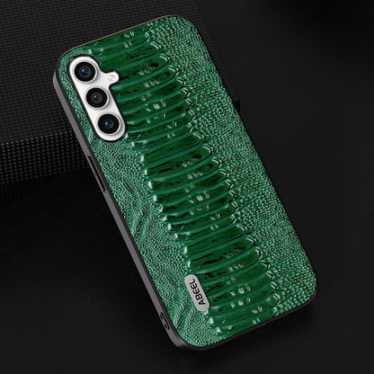 ABEEL For Samsung Galaxy S23 FE PC+TPU+Genuine Cow Leather Cover Crocodile Texture Phone Case