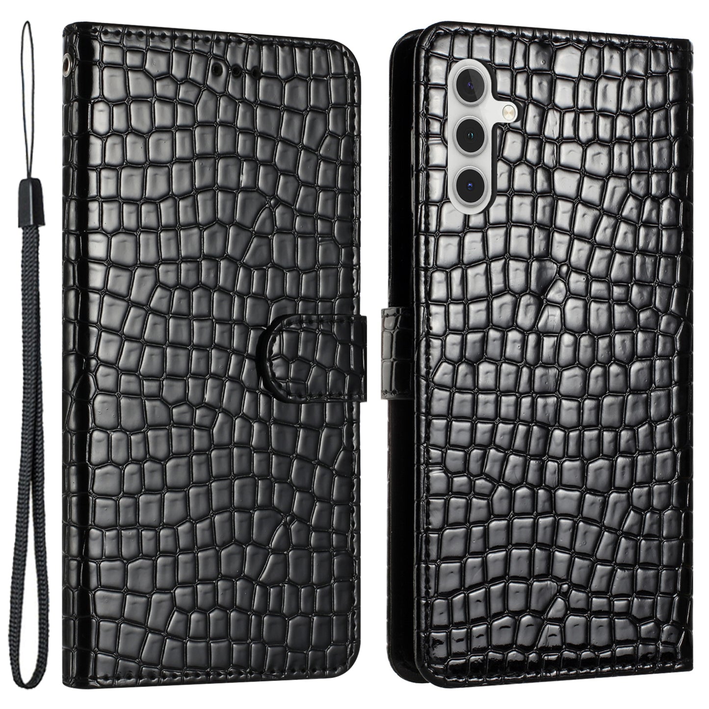 For Samsung Galaxy A04s 4G (164.7 x 76.7 x 9.1 mm) Anti-scratch Leather Wallet Stand Cover Crocodile Texture Phone Case