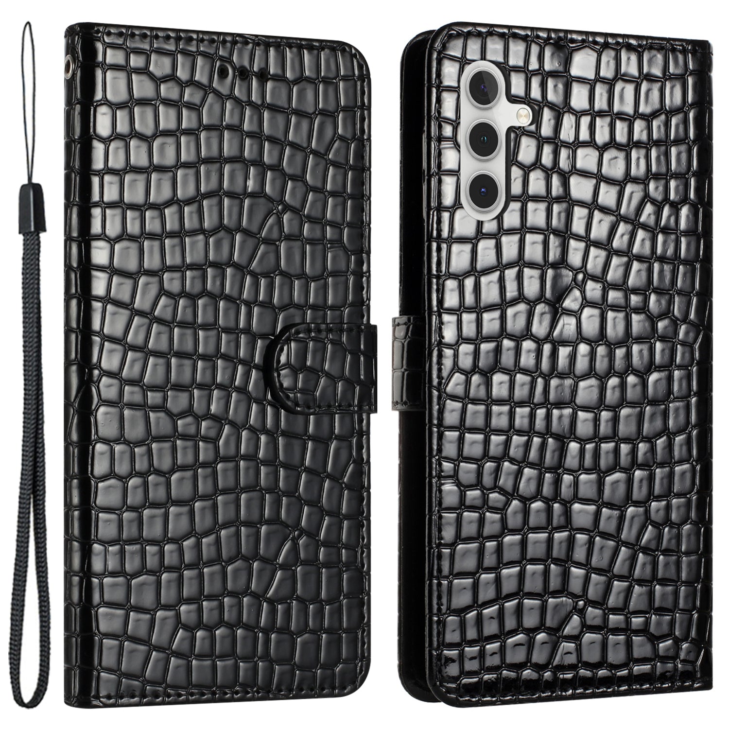 For Samsung Galaxy A04s 4G (164.7 x 76.7 x 9.1 mm) Anti-scratch Leather Wallet Stand Cover Crocodile Texture Phone Case