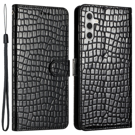 For Samsung Galaxy A04s 4G (164.7 x 76.7 x 9.1 mm) Anti-scratch Leather Wallet Stand Cover Crocodile Texture Phone Case