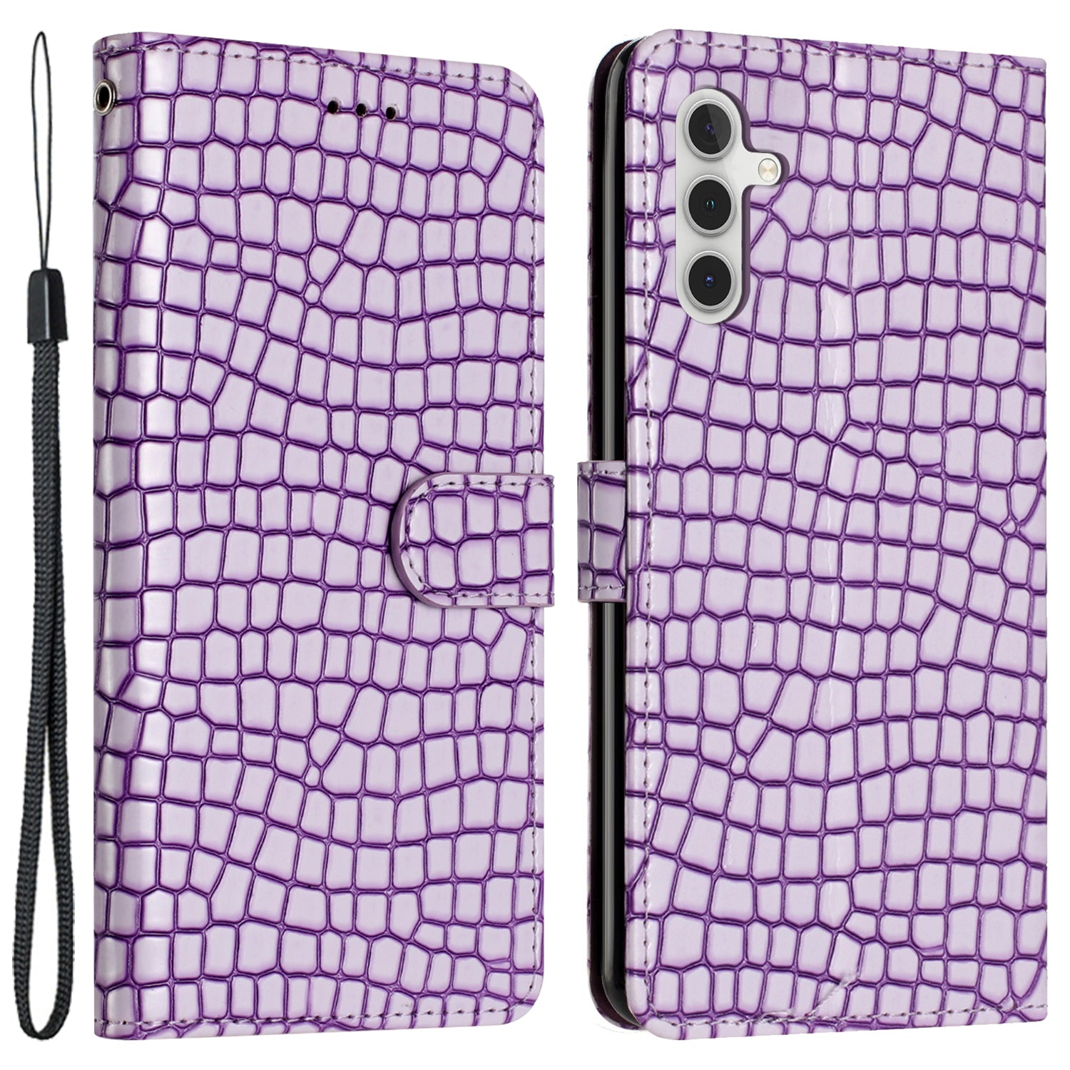 For Samsung Galaxy A04s 4G (164.7 x 76.7 x 9.1 mm) Anti-scratch Leather Wallet Stand Cover Crocodile Texture Phone Case