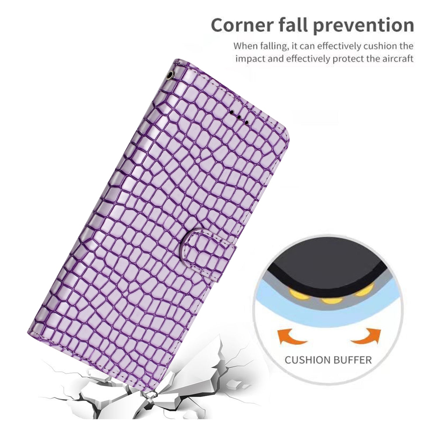 For Samsung Galaxy A04s 4G (164.7 x 76.7 x 9.1 mm) Anti-scratch Leather Wallet Stand Cover Crocodile Texture Phone Case