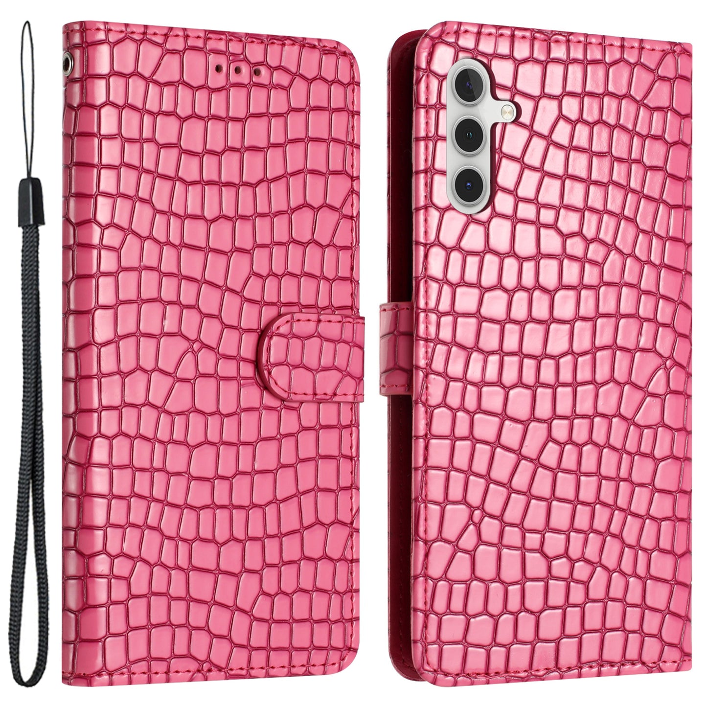 For Samsung Galaxy A04s 4G (164.7 x 76.7 x 9.1 mm) Anti-scratch Leather Wallet Stand Cover Crocodile Texture Phone Case