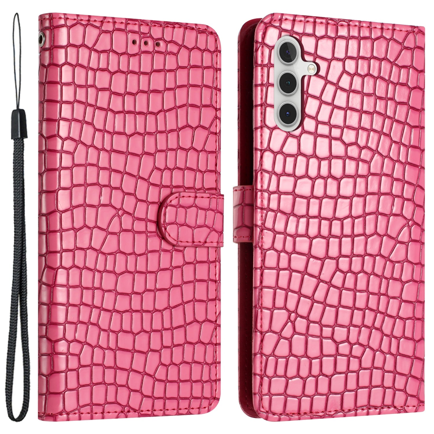 For Samsung Galaxy A04s 4G (164.7 x 76.7 x 9.1 mm) Anti-scratch Leather Wallet Stand Cover Crocodile Texture Phone Case