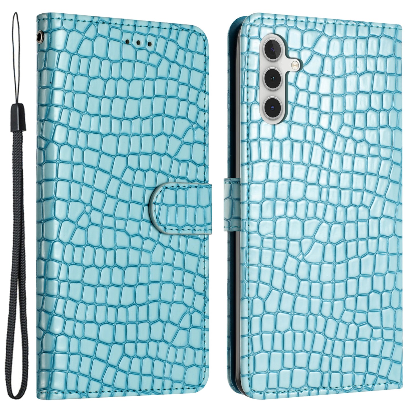 For Samsung Galaxy A04s 4G (164.7 x 76.7 x 9.1 mm) Anti-scratch Leather Wallet Stand Cover Crocodile Texture Phone Case