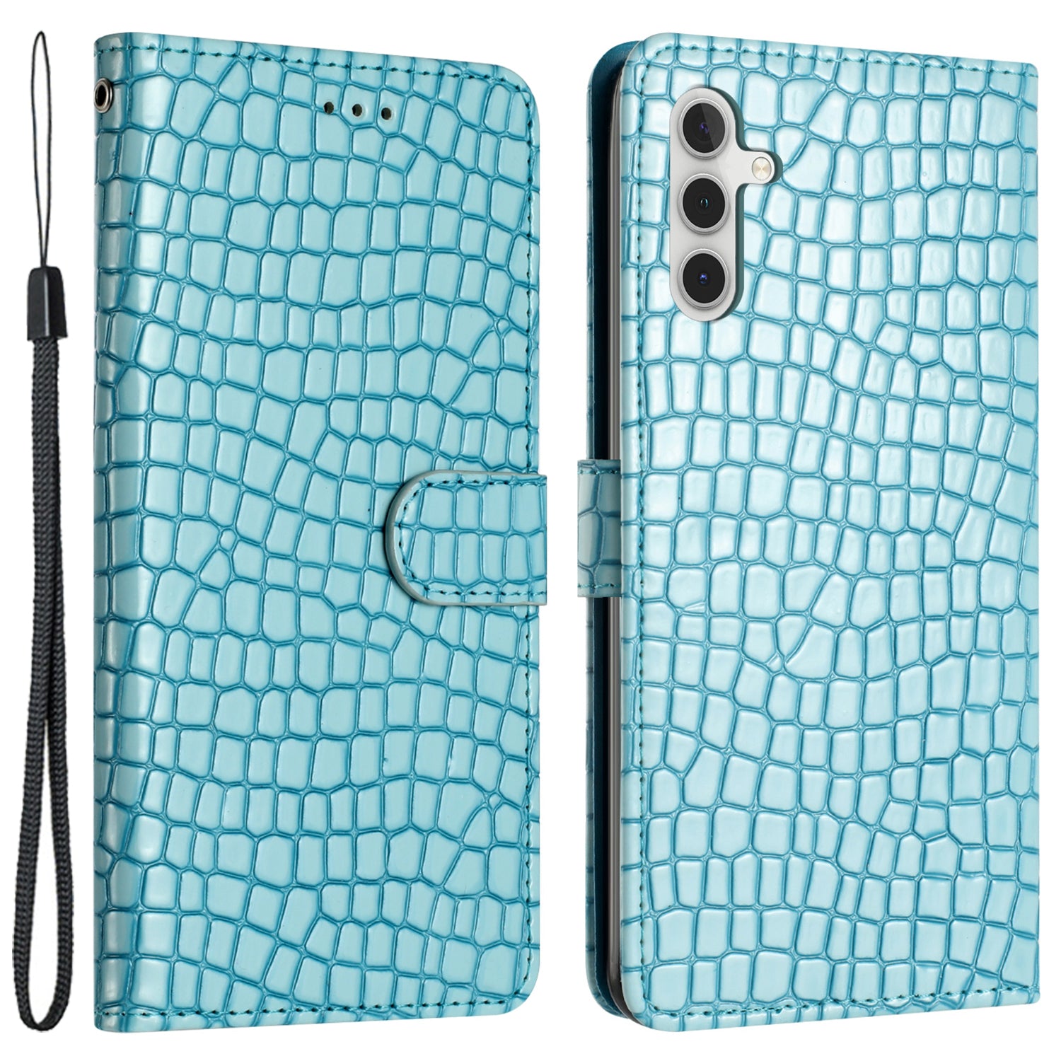 For Samsung Galaxy A04s 4G (164.7 x 76.7 x 9.1 mm) Anti-scratch Leather Wallet Stand Cover Crocodile Texture Phone Case