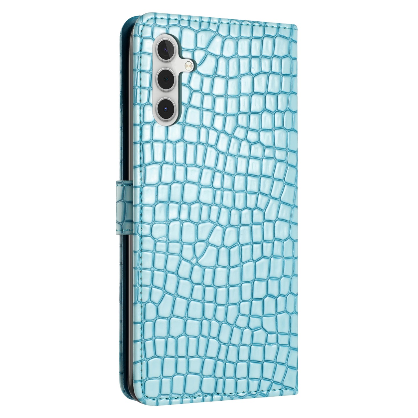 For Samsung Galaxy A04s 4G (164.7 x 76.7 x 9.1 mm) Anti-scratch Leather Wallet Stand Cover Crocodile Texture Phone Case
