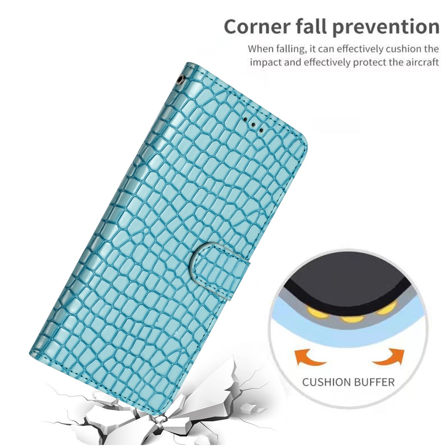 For Samsung Galaxy A04s 4G (164.7 x 76.7 x 9.1 mm) Anti-scratch Leather Wallet Stand Cover Crocodile Texture Phone Case