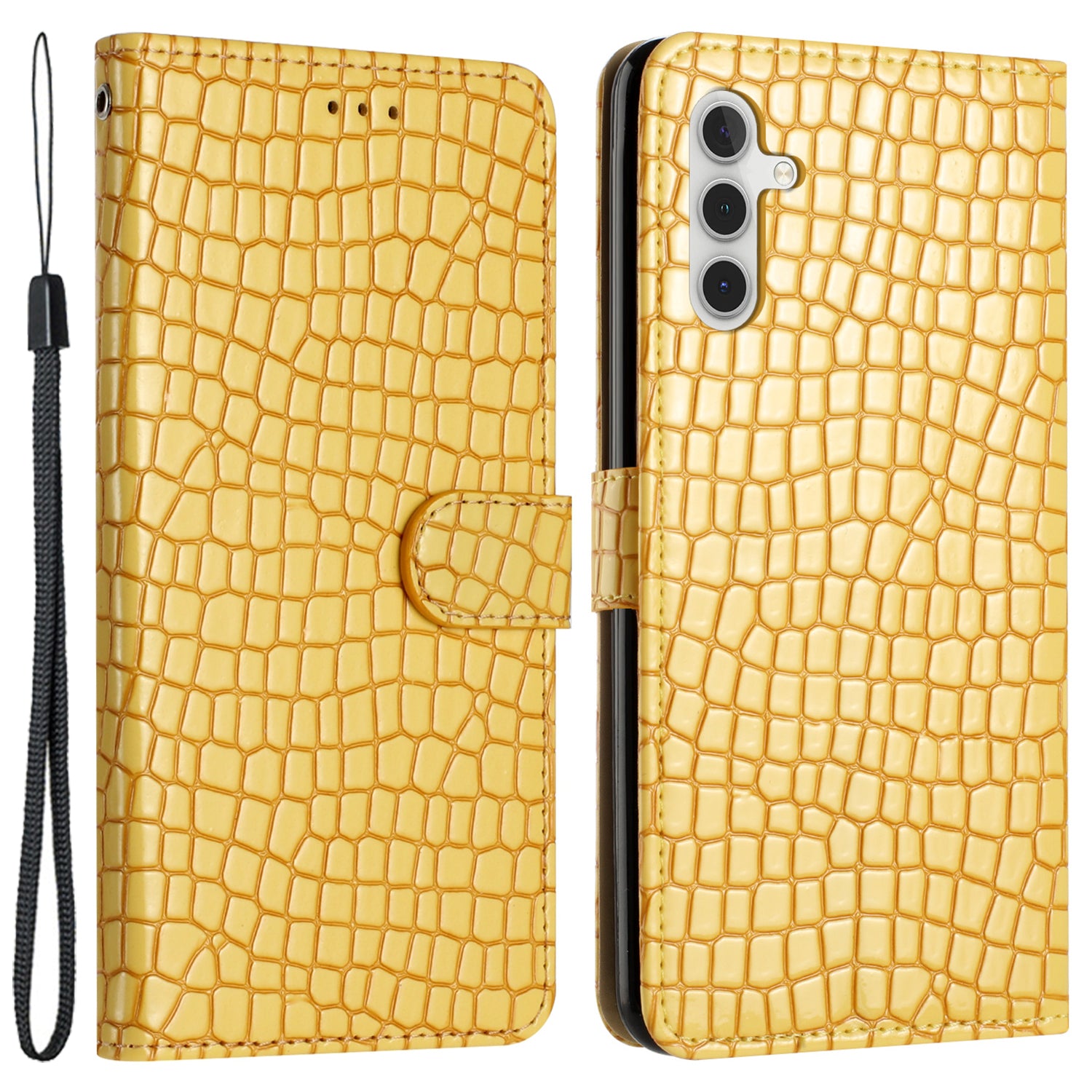 For Samsung Galaxy A04s 4G (164.7 x 76.7 x 9.1 mm) Anti-scratch Leather Wallet Stand Cover Crocodile Texture Phone Case