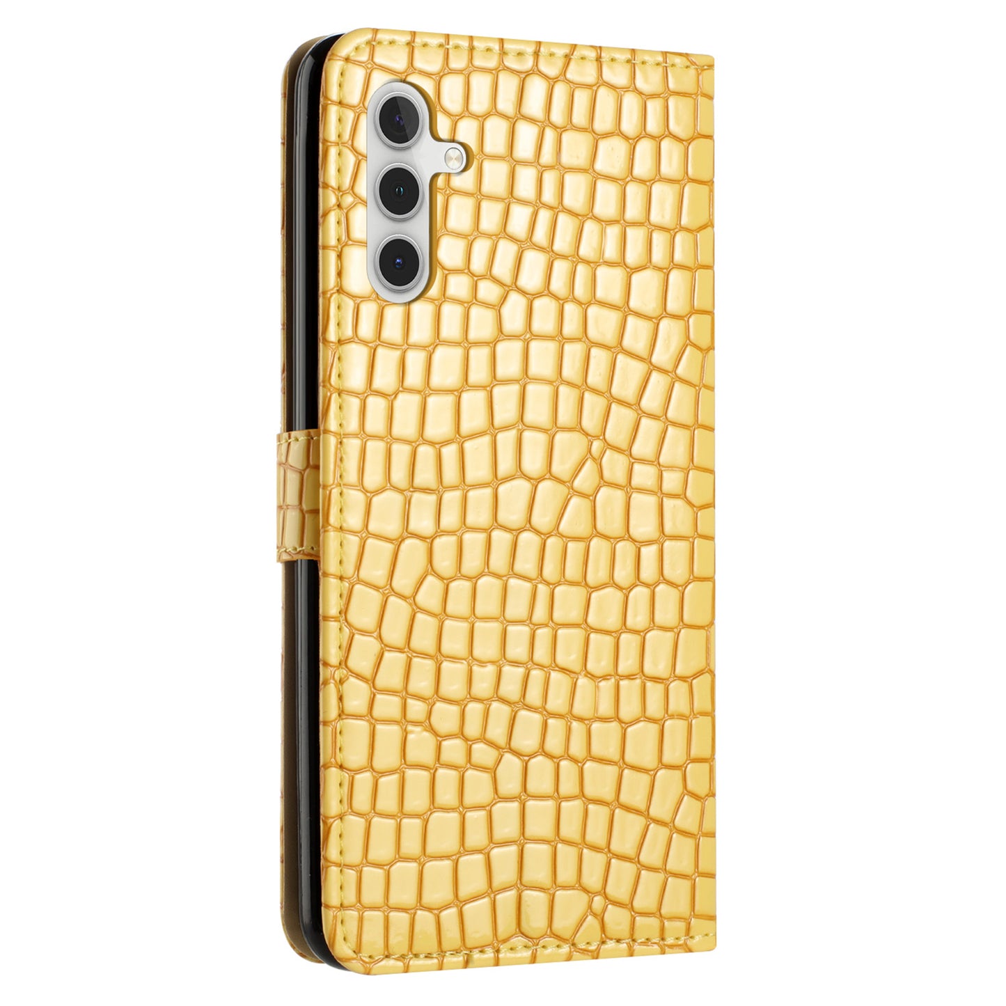 For Samsung Galaxy A04s 4G (164.7 x 76.7 x 9.1 mm) Anti-scratch Leather Wallet Stand Cover Crocodile Texture Phone Case