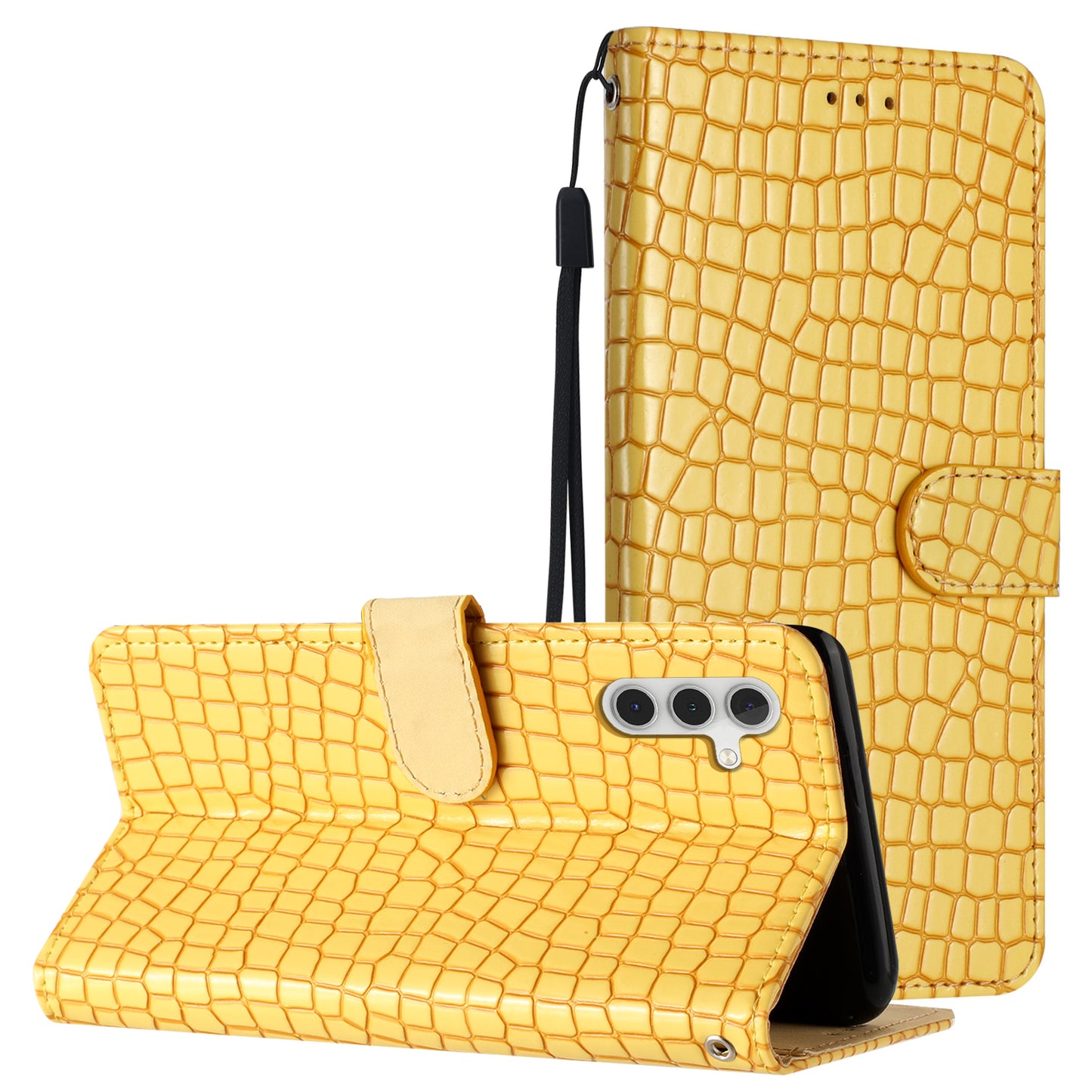 For Samsung Galaxy A04s 4G (164.7 x 76.7 x 9.1 mm) Anti-scratch Leather Wallet Stand Cover Crocodile Texture Phone Case