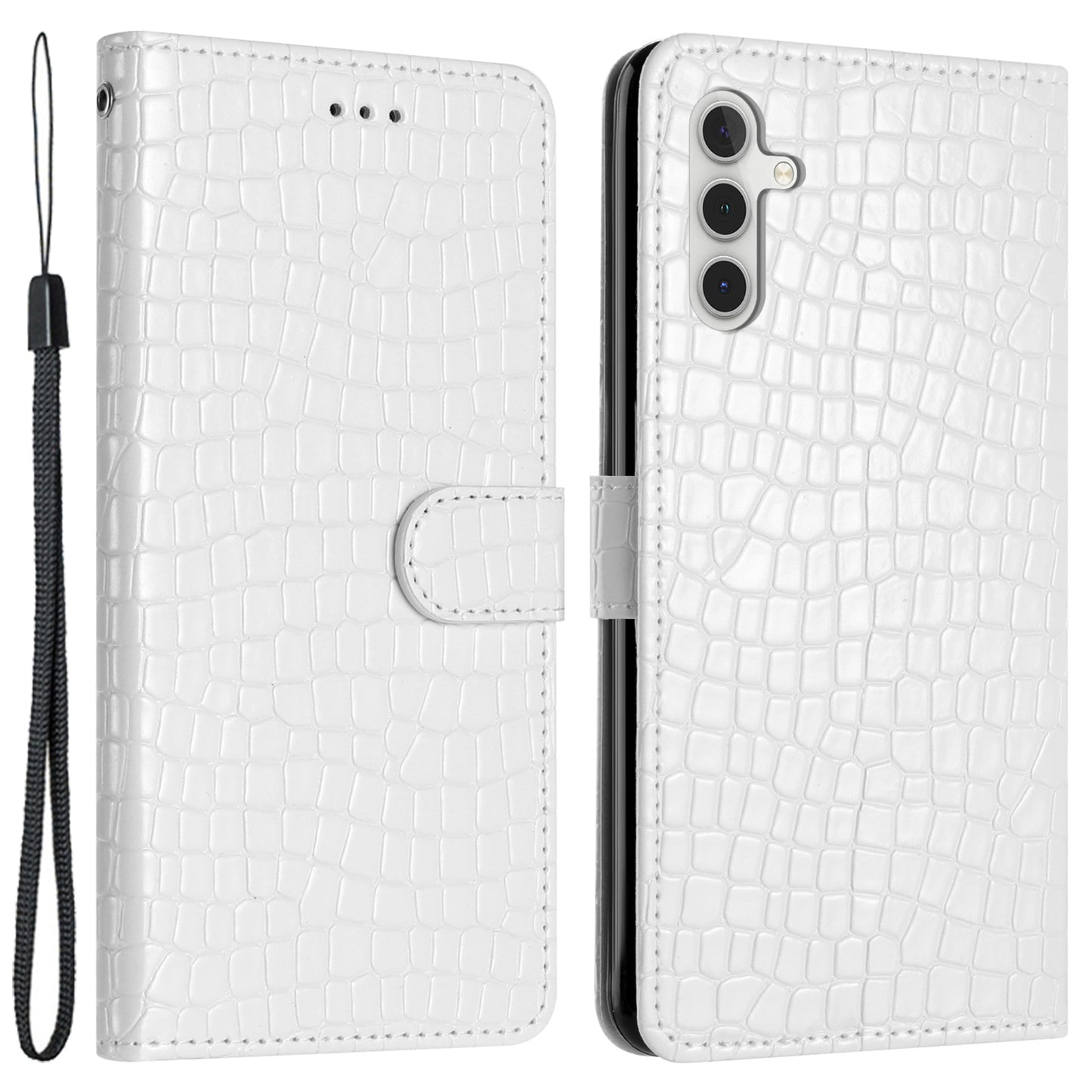 For Samsung Galaxy A04s 4G (164.7 x 76.7 x 9.1 mm) Anti-scratch Leather Wallet Stand Cover Crocodile Texture Phone Case