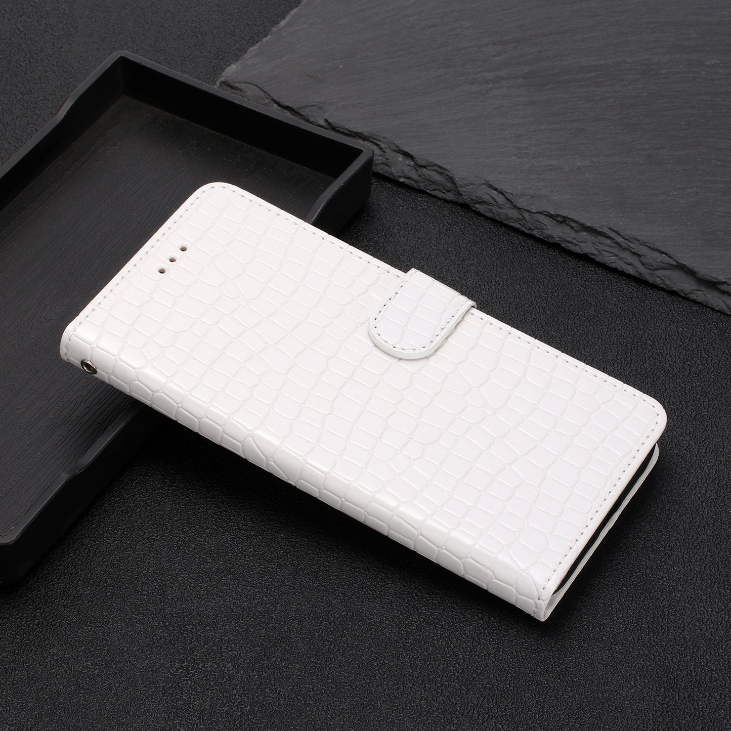 For Samsung Galaxy A04s 4G (164.7 x 76.7 x 9.1 mm) Anti-scratch Leather Wallet Stand Cover Crocodile Texture Phone Case