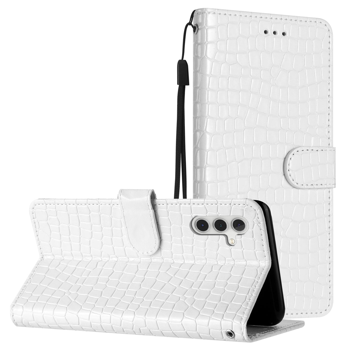 For Samsung Galaxy A04s 4G (164.7 x 76.7 x 9.1 mm) Anti-scratch Leather Wallet Stand Cover Crocodile Texture Phone Case