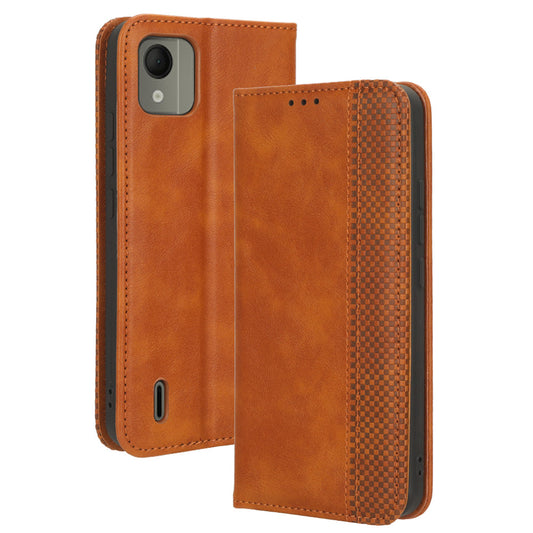 Retro Wallet Case for Nokia C110 , PU Leather Stand Magnetic Absorption Phone Cover