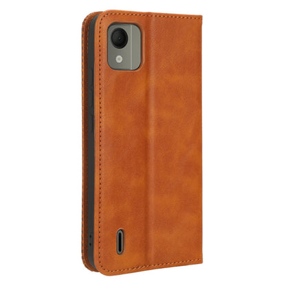 Retro Wallet Case for Nokia C110 , PU Leather Stand Magnetic Absorption Phone Cover
