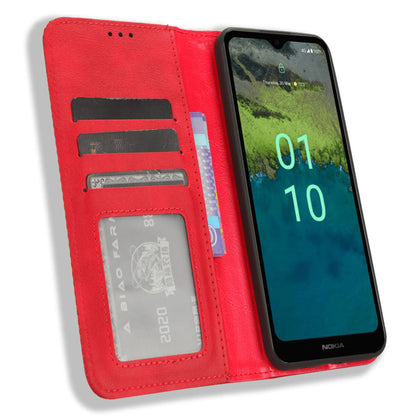 Retro Wallet Case for Nokia C110 , PU Leather Stand Magnetic Absorption Phone Cover