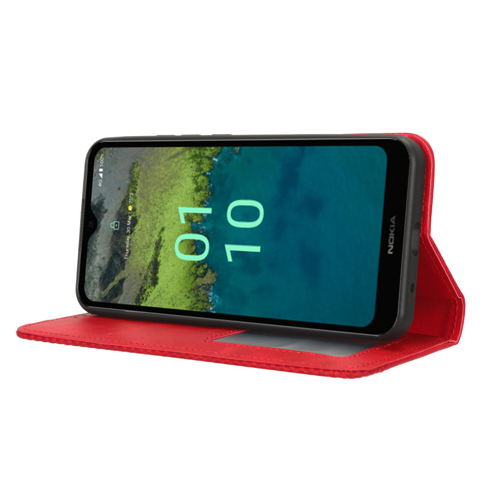 Retro Wallet Case for Nokia C110 , PU Leather Stand Magnetic Absorption Phone Cover