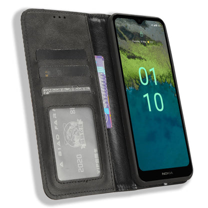Retro Wallet Case for Nokia C110 , PU Leather Stand Magnetic Absorption Phone Cover