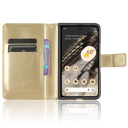 For Google Pixel Fold PU Leather + PC Phone Case Crazy Horse Texture Wallet Stand Flip Cover