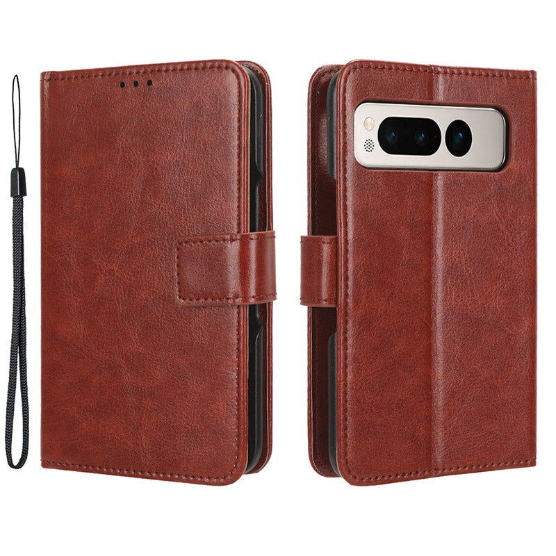 For Google Pixel Fold PU Leather + PC Phone Case Crazy Horse Texture Wallet Stand Flip Cover