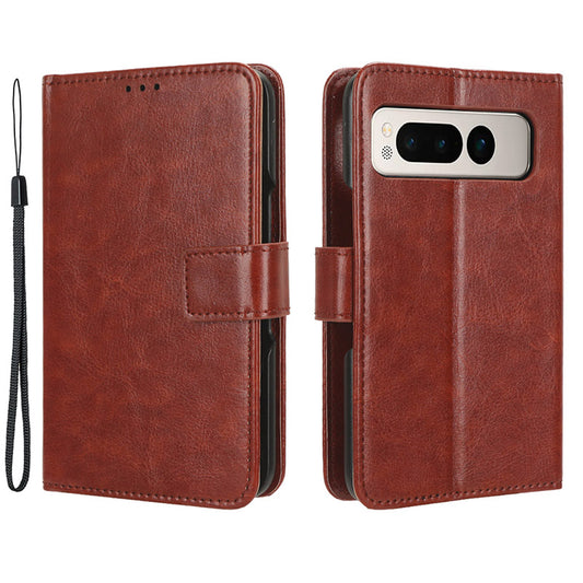For Google Pixel Fold PU Leather + PC Phone Case Crazy Horse Texture Wallet Stand Flip Cover