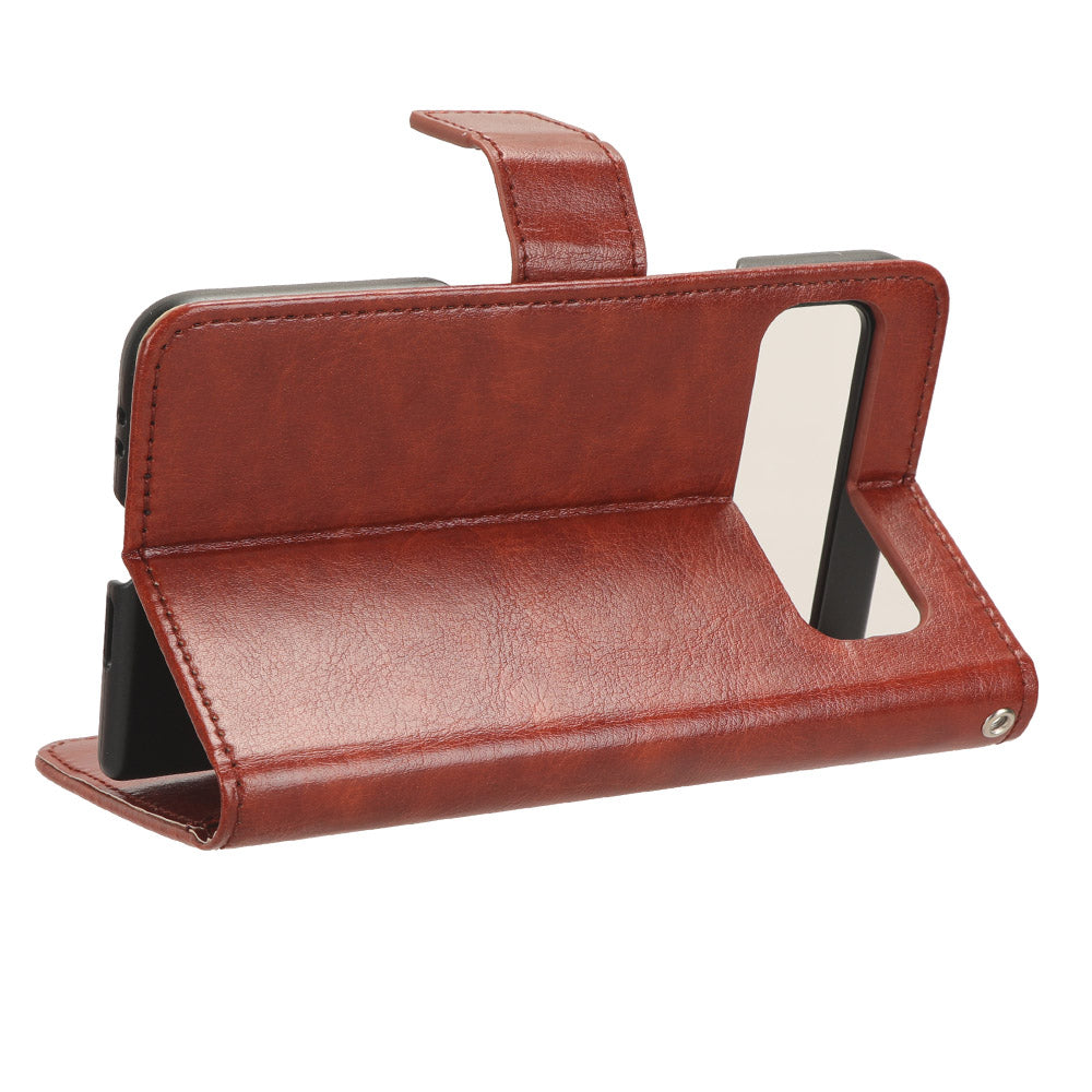 For Google Pixel Fold PU Leather + PC Phone Case Crazy Horse Texture Wallet Stand Flip Cover