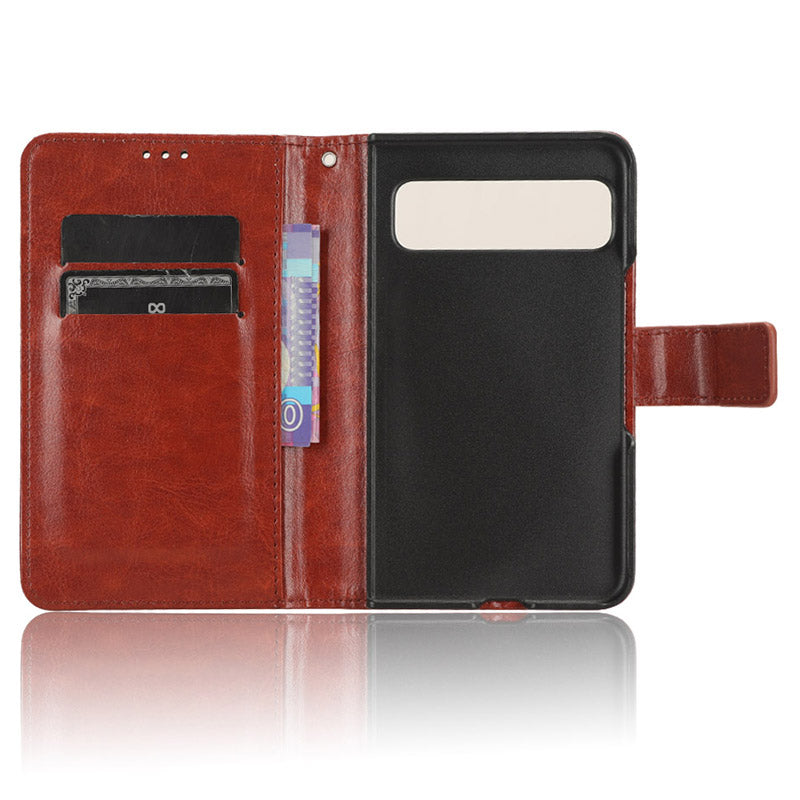 For Google Pixel Fold PU Leather + PC Phone Case Crazy Horse Texture Wallet Stand Flip Cover