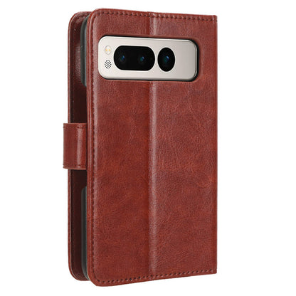 For Google Pixel Fold PU Leather + PC Phone Case Crazy Horse Texture Wallet Stand Flip Cover