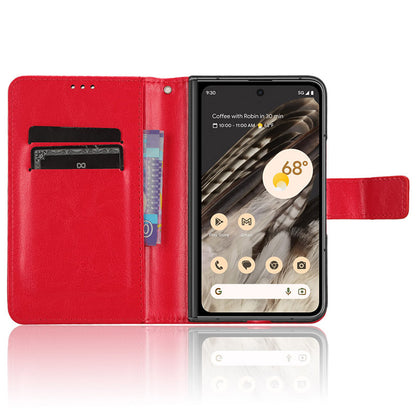 For Google Pixel Fold PU Leather + PC Phone Case Crazy Horse Texture Wallet Stand Flip Cover