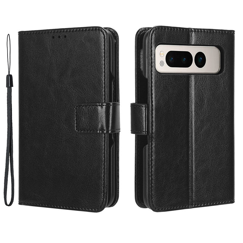 For Google Pixel Fold PU Leather + PC Phone Case Crazy Horse Texture Wallet Stand Flip Cover