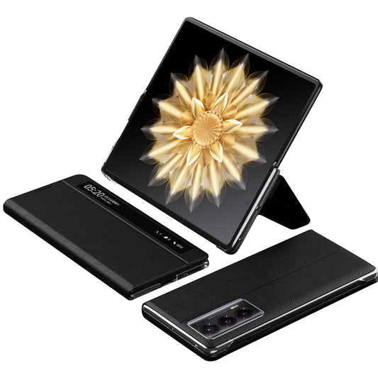 For Honor Magic V2 5G View Window Business Phone Case PU Leather Stand Flip Cover